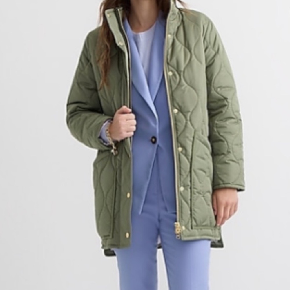 J. Crew Olive Green Quilted Puffer Jacket